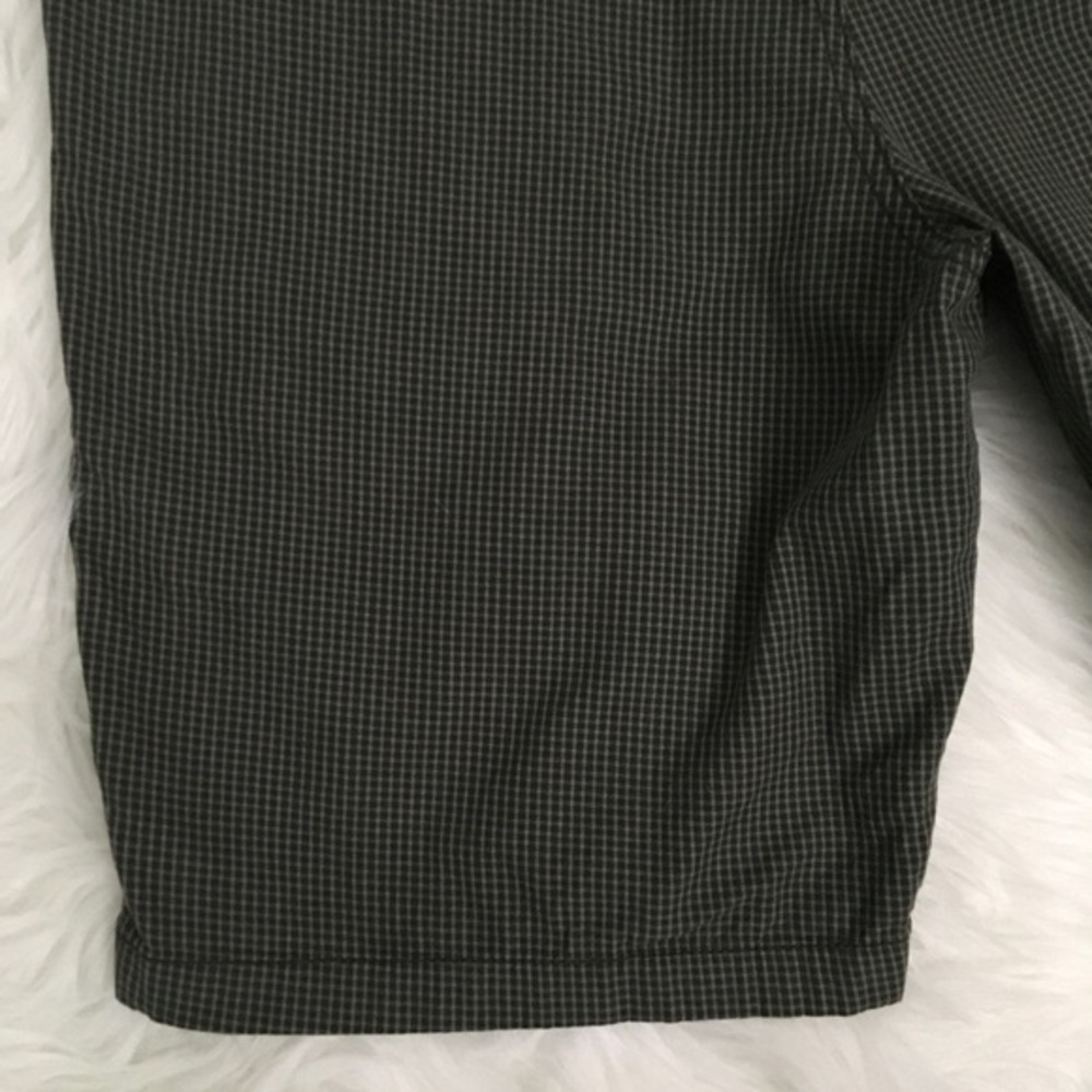 Adam Levine Mens Shorts Tiny Plaid Green Flat Front 34 Bermuda Welt Back Pockets - Picture 8 of 14
